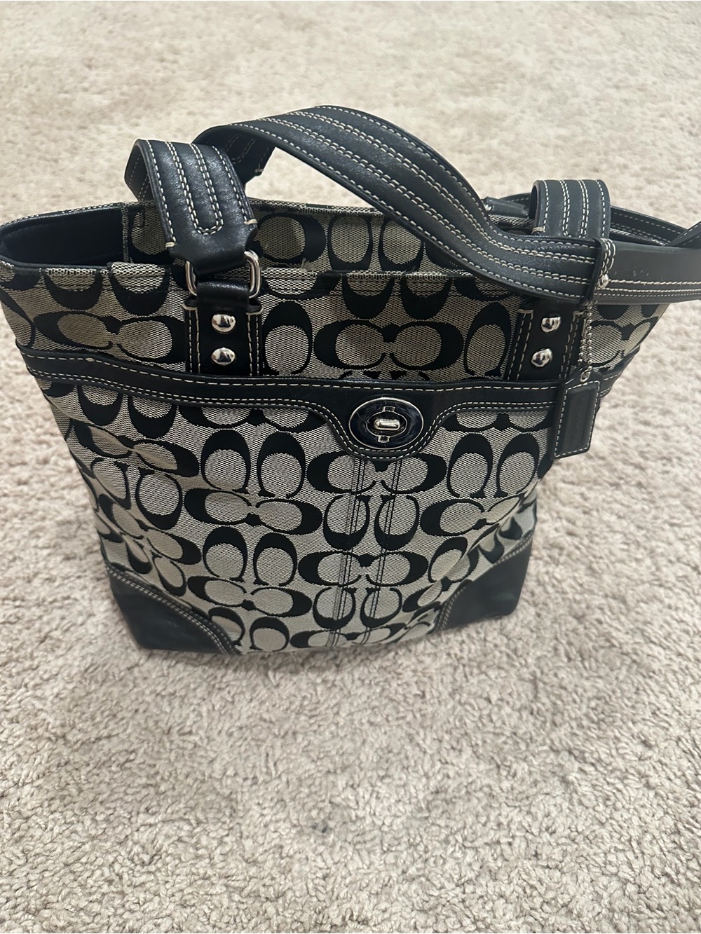 Coach Signature Black and Gray Tote Bag